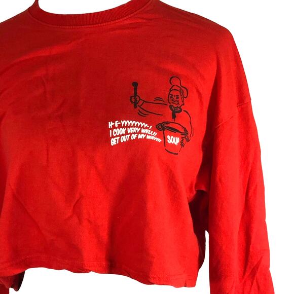 Oh! Jin-Ho Women's Red Graphic Tee Crop Long sleeve Top SIZE Medium Large - Picture 1 of 6